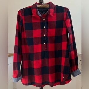 Tommy Hilfiger 100% Cotton Red and Blue Checkered Shirt
